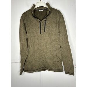 Field and Stream Mens Olive Green Heather Quarter Zip Fleece Pullover MD